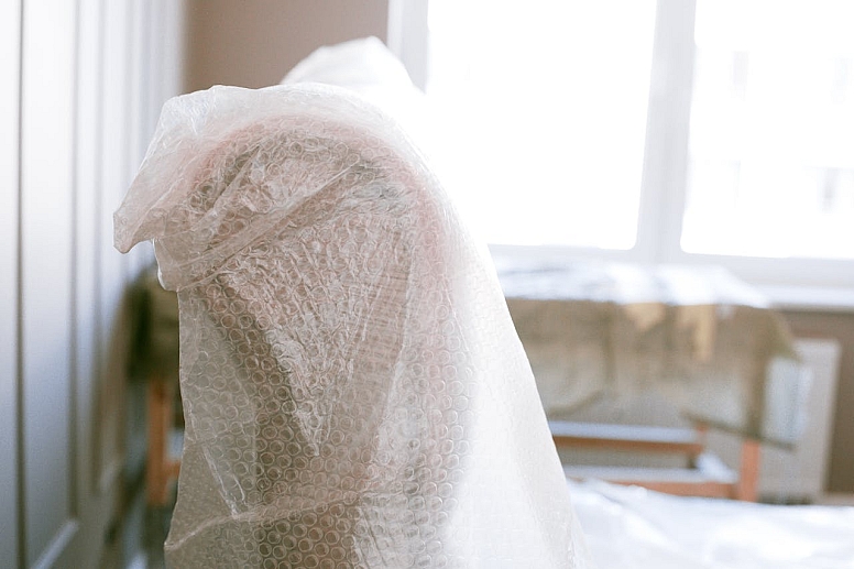 furniture with bubble wrap